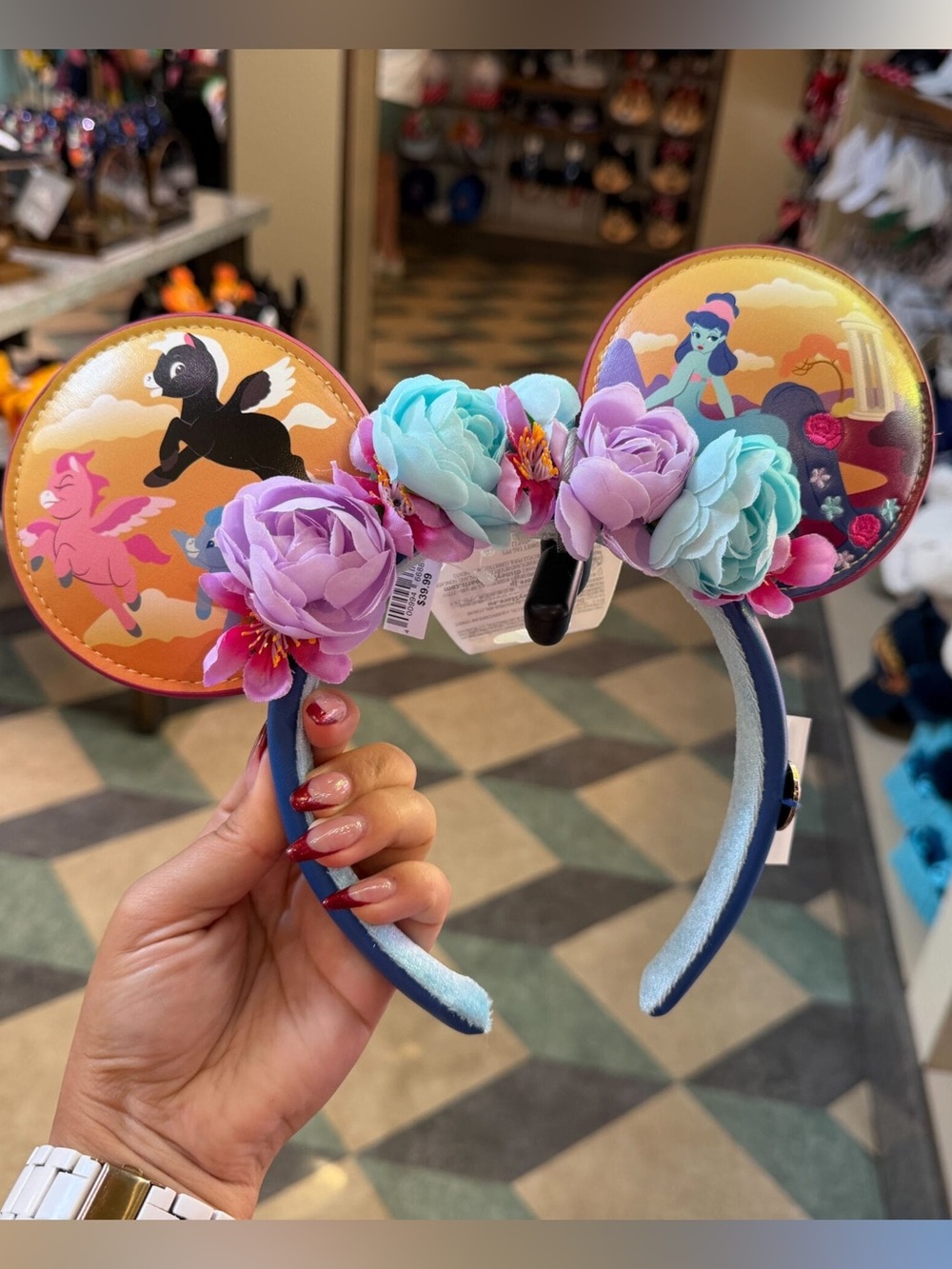 Disneys Fantasia Ear Headband Floral Pegasus Themed Ear Headband 🆕